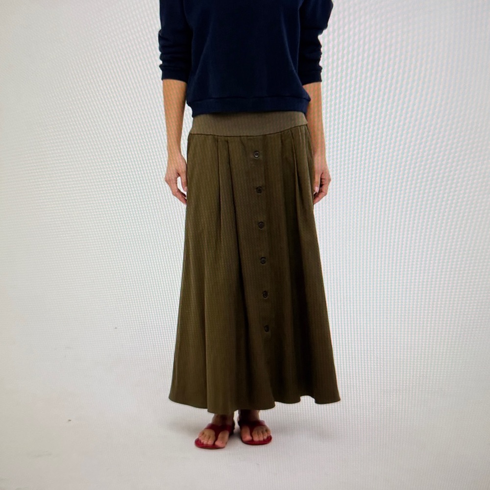 🆕JAMIE HALLER Knit Waist Swing Skirt Colonial Green
